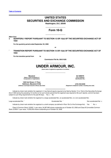 Vorschaubild Under Armour
 10-Q Quartalsbericht  