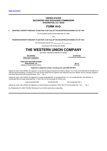 Thumbnail Western Union 10-Q Quarterly Report FY 