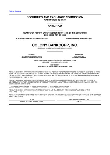 Vorschaubild Colony Bankcorp 10-Q Quartalsbericht  