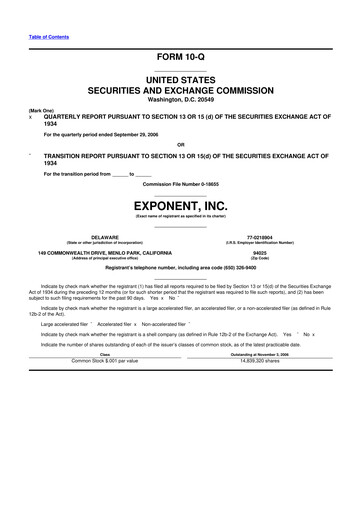 Thumbnail Exponent
 10-Q Quarterly Report FY 