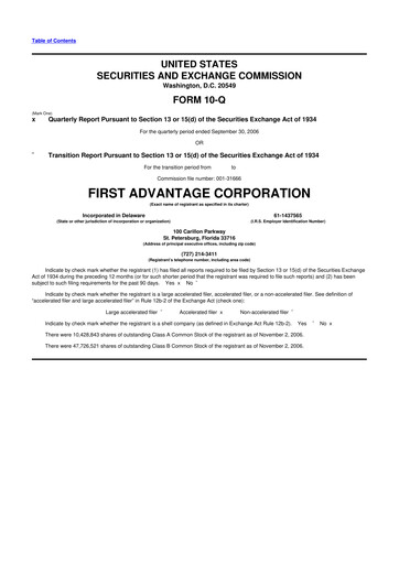 Miniature First Advantage 10-Q Rapport trimestriel  