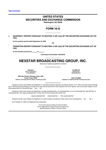 Thumbnail Nexstar Media Group
 10-Q Quarterly Report FY 