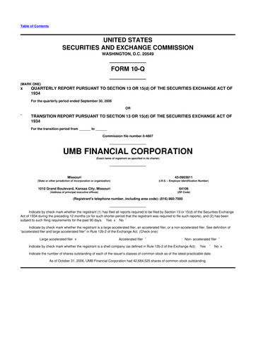 Thumbnail UMB Financial 10-Q Quarterly Report FY 