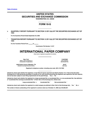 Vorschaubild International Paper
 10-Q Quartalsbericht  