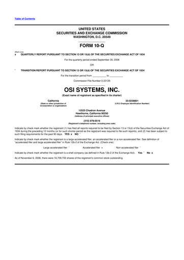 Thumbnail OSI Systems
 10-Q Quarterly Report FY 