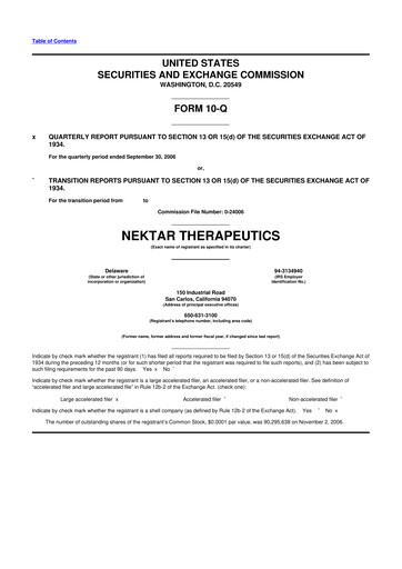 Thumbnail Nektar Therapeutics
 10-Q Quarterly Report FY 