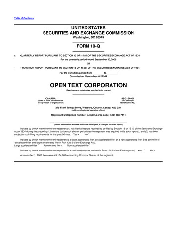 Thumbnail OpenText 10-Q Quarterly Report FY 