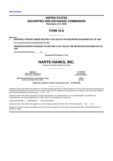 Miniature Harte Hanks 10-Q Rapport trimestriel  