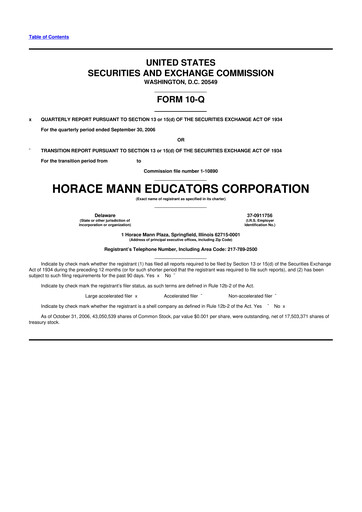 Vorschaubild Horace Mann Educators 10-Q Quartalsbericht  