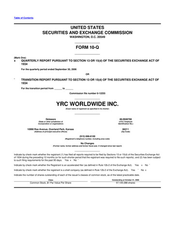 Thumbnail Yellow Corporation 10-Q Quarterly Report FY 