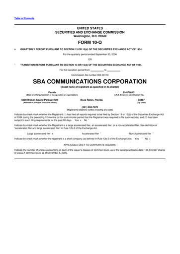 Miniature SBA Communications 10-Q Rapport trimestriel  