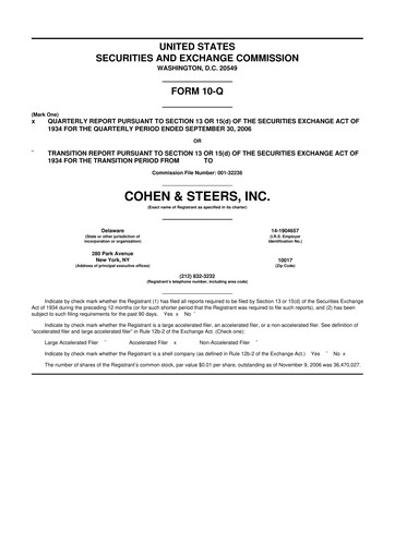Thumbnail Cohen & Steers 10-Q Quarterly Report FY 