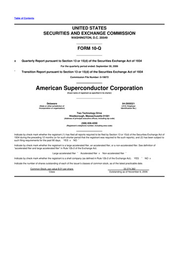 Vorschaubild American Superconductor Corporation 10-Q Quartalsbericht  