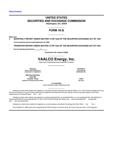 Thumbnail Vaalco Energy
 10-Q Quarterly Report FY 
