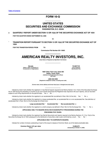 Thumbnail American Realty Investors 10-Q Quarterly Report FY 
