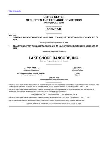 Thumbnail Lake Shore Bancorp 10-Q Quarterly Report FY 