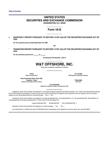 Thumbnail W&T Offshore 10-Q Quarterly Report FY 