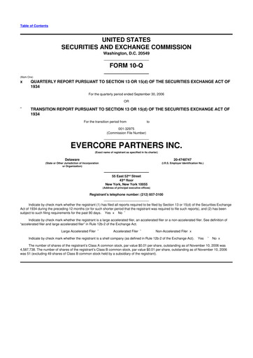 Miniature Evercore 10-Q Rapport trimestriel  