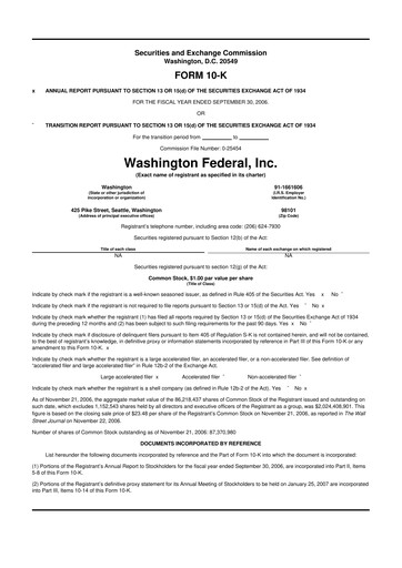 Thumbnail WaFd Bank 10-K Annual Report 