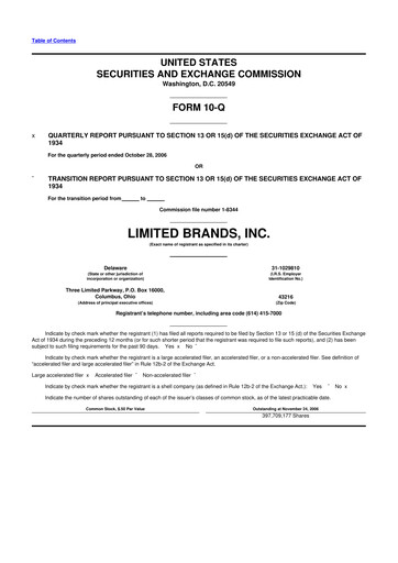 Thumbnail Bath & Body Works 10-Q Quarterly Report FY 