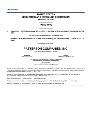 Thumbnail Patterson Companies
 10-Q Quarterly Report FY 