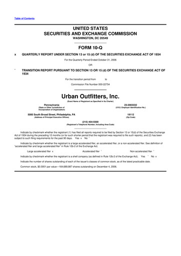 Thumbnail Urban Outfitters
 10-Q Quarterly Report FY 