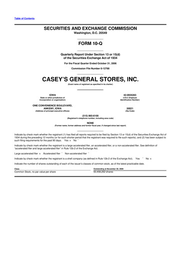 Thumbnail Casey's General Stores
 10-Q Quarterly Report FY 