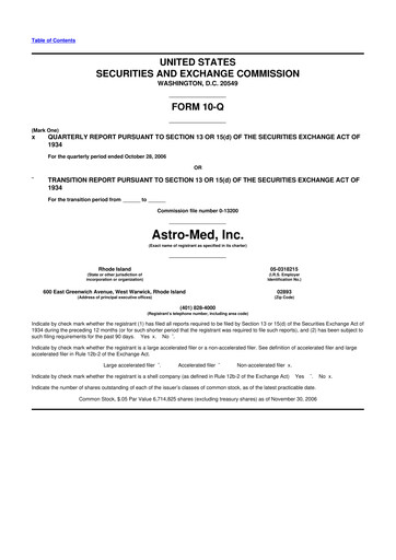 Miniature AstroNova, Inc. 10-Q Rapport trimestriel  