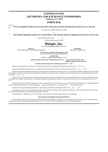 Thumbnail Hologic 10-K Annual Report 