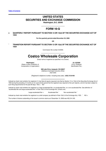 Miniature Costco 10-Q Rapport trimestriel  