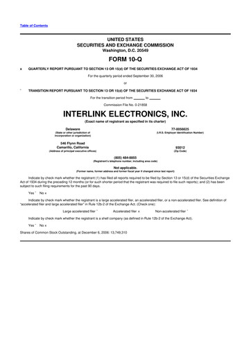 Thumbnail Interlink Electronics 10-Q Quarterly Report FY 