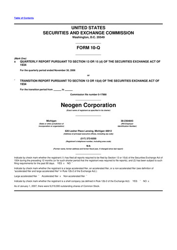 Vorschaubild Neogen 10-Q Quartalsbericht  