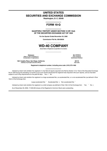 Thumbnail WD-40 Company
 10-Q Quarterly Report FY 