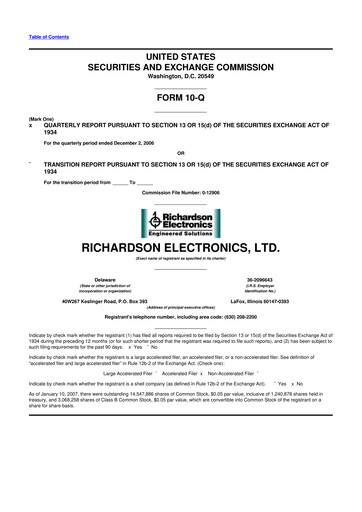 Miniature Richardson Electronics 10-Q Rapport trimestriel  