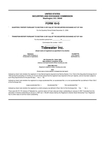 Thumbnail Tidewater 10-Q Quarterly Report FY 