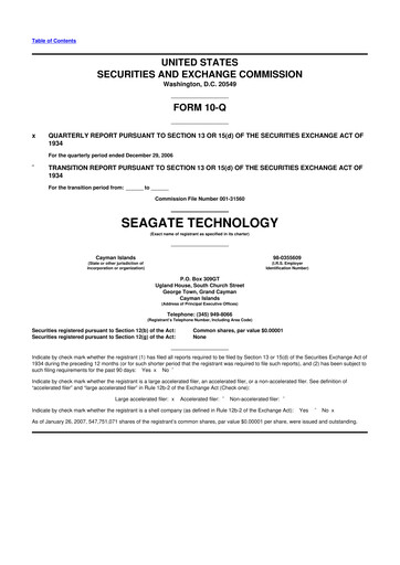 Thumbnail Seagate Technology 10-Q Quarterly Report FY 