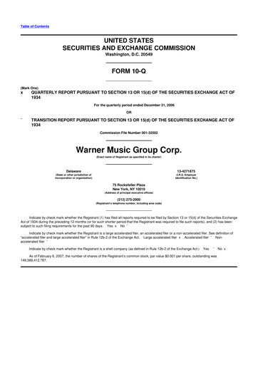 Vorschaubild Warner Music Group
 10-Q Quartalsbericht  