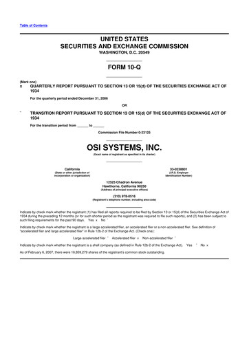 Thumbnail OSI Systems
 10-Q Quarterly Report FY 