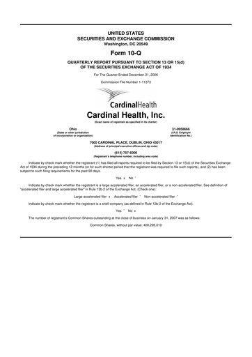 Thumbnail Cardinal Health 10-Q Quarterly Report FY 