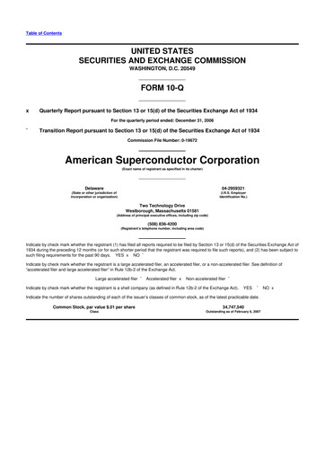 Vorschaubild American Superconductor Corporation 10-Q Quartalsbericht  