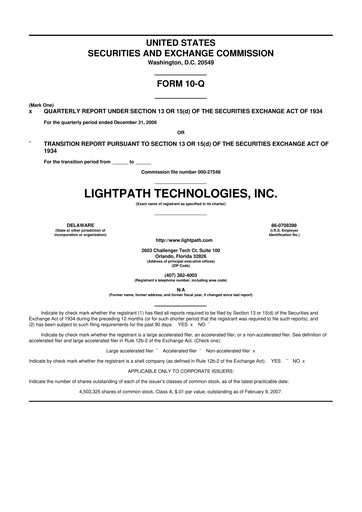 Vorschaubild LightPath Technologies 10-Q Quartalsbericht  