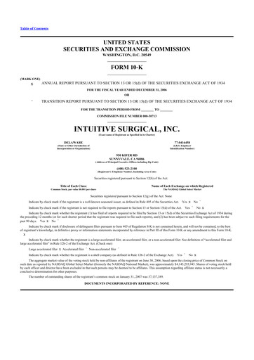 Thumbnail Intuitive Surgical 10-K Annual Report 