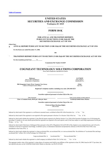 Thumbnail Cognizant Technology Solutions  10-K Annual Report 