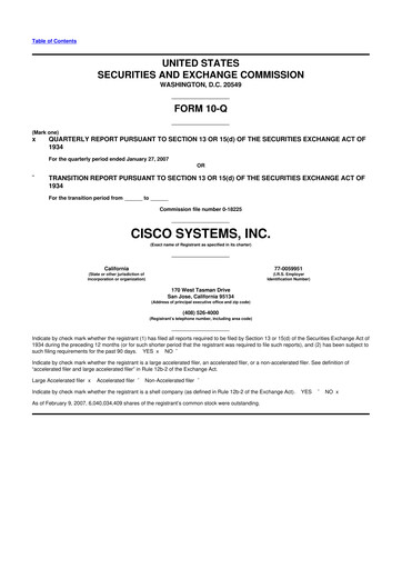 Miniature Cisco 10-Q Rapport trimestriel  