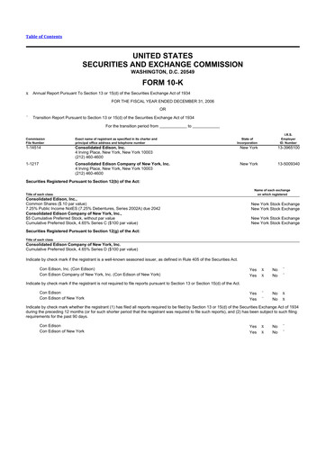 Thumbnail Consolidated Edison 10-K Annual Report 