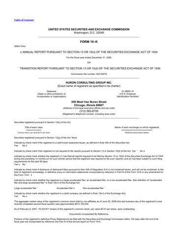 Vorschaubild Huron Consulting 10-K Jahresbericht 