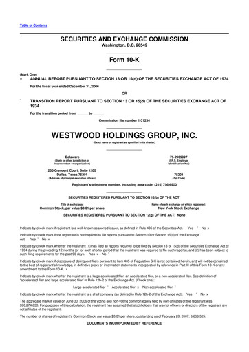 Thumbnail Westwood Holdings Group 10-K Annual Report 
