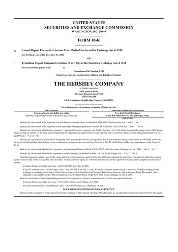 Thumbnail The Hershey Company 10-K Annual Report 