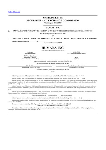 Thumbnail Humana 10-K Annual Report 