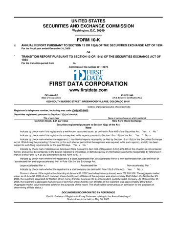 Thumbnail First Data Corporation 10-K Annual Report 